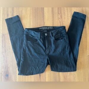 American Eagle Black Denim Distressed Jeggings - Size 10 SHORT